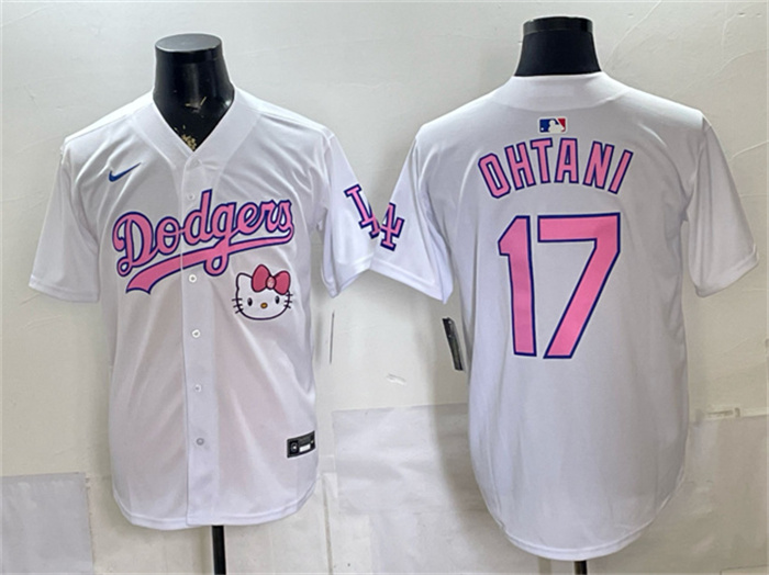 Men's Los Angeles Dodgers #17 Shohei Ohtani White 2025 Hello Kitty Vapor Limited Stitched Baseball Jersey